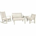 Polywood Vineyard 5-Piece Sand Bench and Rocking Chair Set 633PWS3571SA